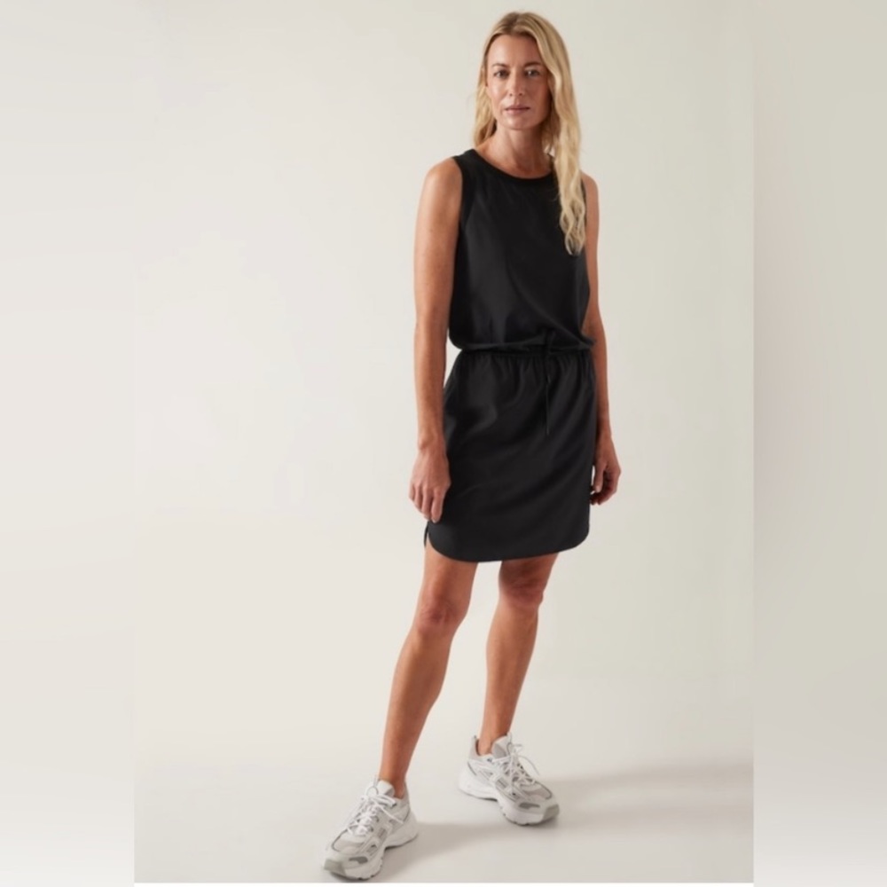 Athleta Rincon Black Printed Dress Sz XS